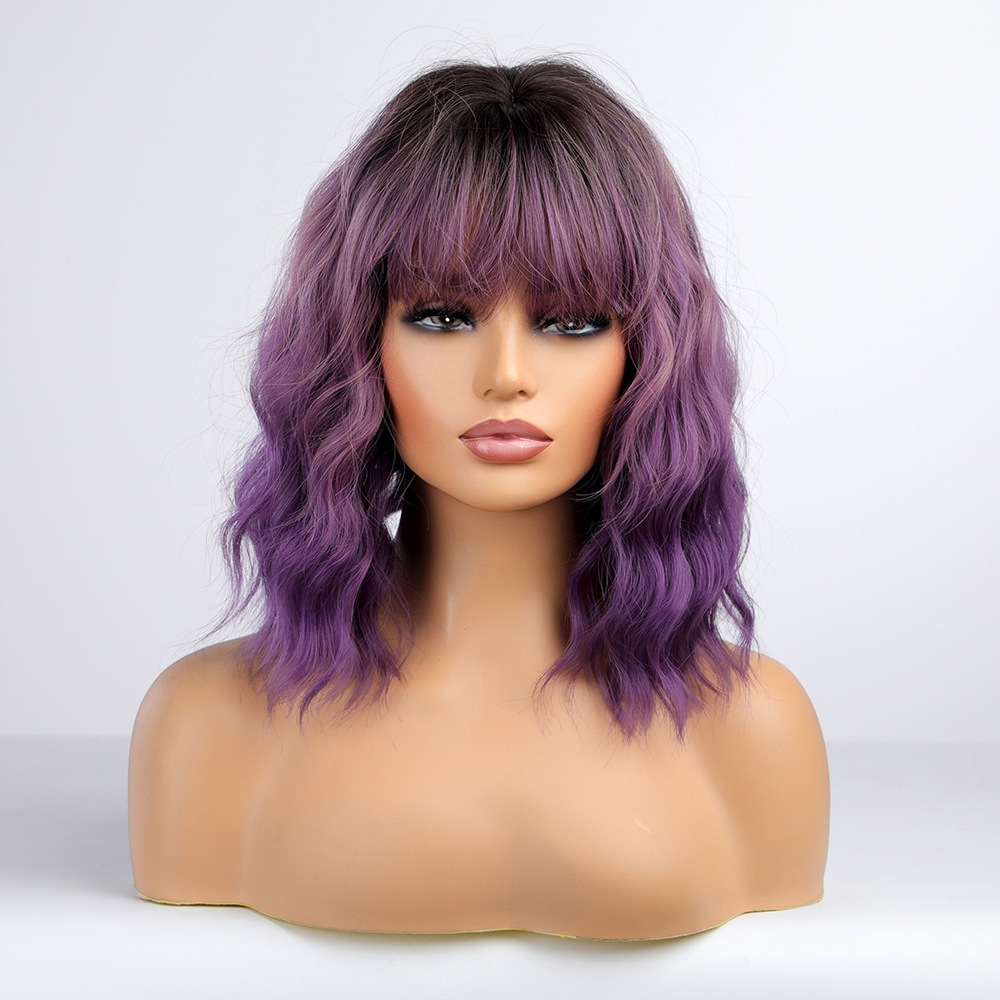 Halloween Synthetic Long Wavy Wigs with Bangs for Women Cosplay Party Wig Natural High Temperature Fiber Wigs