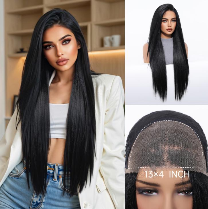 13*6 Lace Frontal Synthetic Hair Wigs Blonde Mixed Brown Daily Party Wig Long Body Wavy Lace Front Wigs for Wome