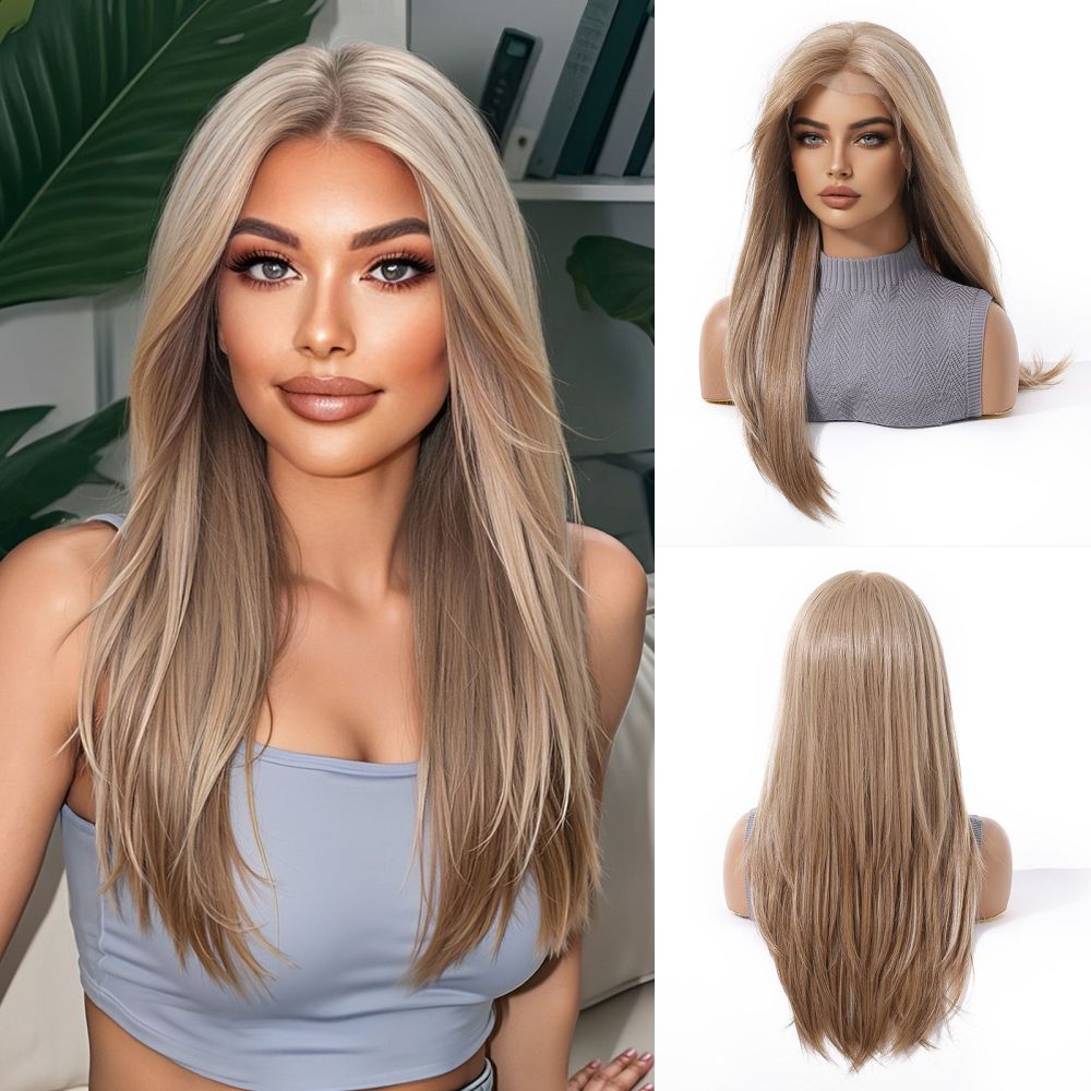 2025  Synthetic 13x6 Lace Wigs Long Wavy Hair BLonde Ombre Wigs Daily Use Party Wig for White Women  Japanese Futura Wigs