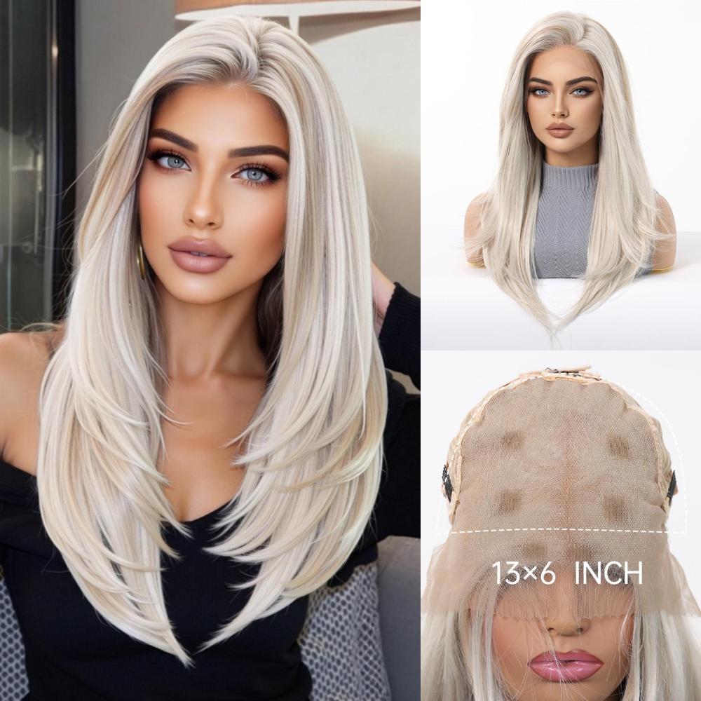 2025  Synthetic 13x6 Lace Wigs Long Wavy Hair BLonde Ombre Wigs Daily Use Party Wig for White Women  Japanese Futura Wigs