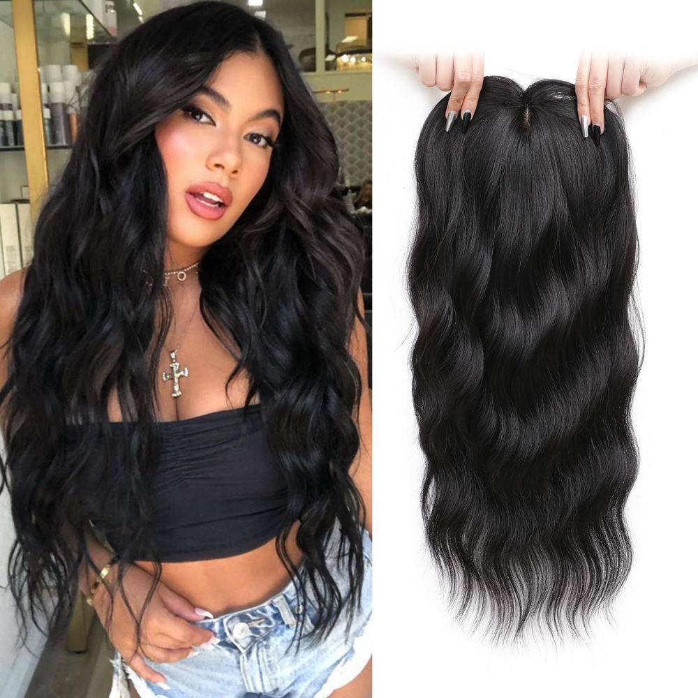 22 inch Hair Toppers Synthetic Hair Pieces Synthetic Long Wavy Topper for Women with Thinning Hair Clip In hair extensions