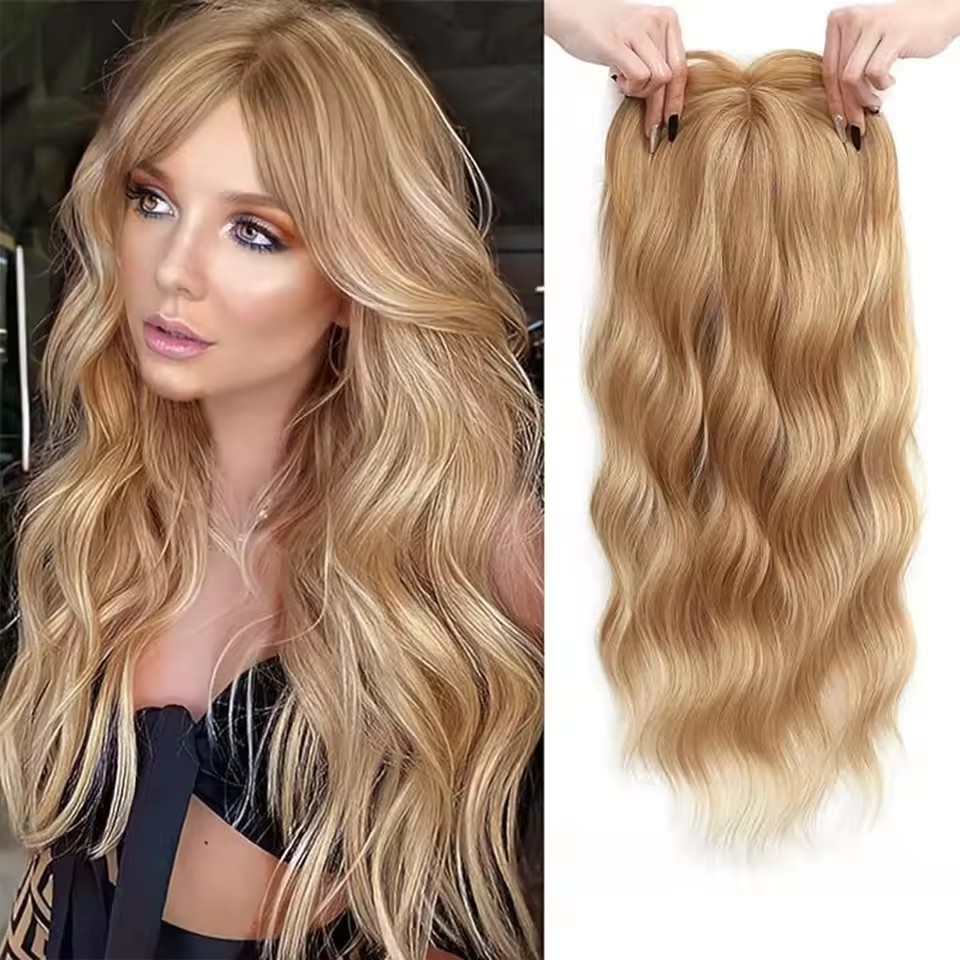 22 inch Hair Toppers Synthetic Hair Pieces Synthetic Long Wavy Topper for Women with Thinning Hair Clip In hair extensions