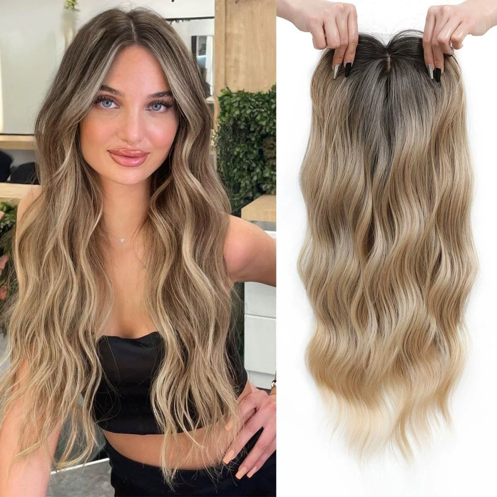22 inch Hair Toppers Synthetic Hair Pieces Synthetic Long Wavy Topper for Women with Thinning Hair Clip In hair extensions