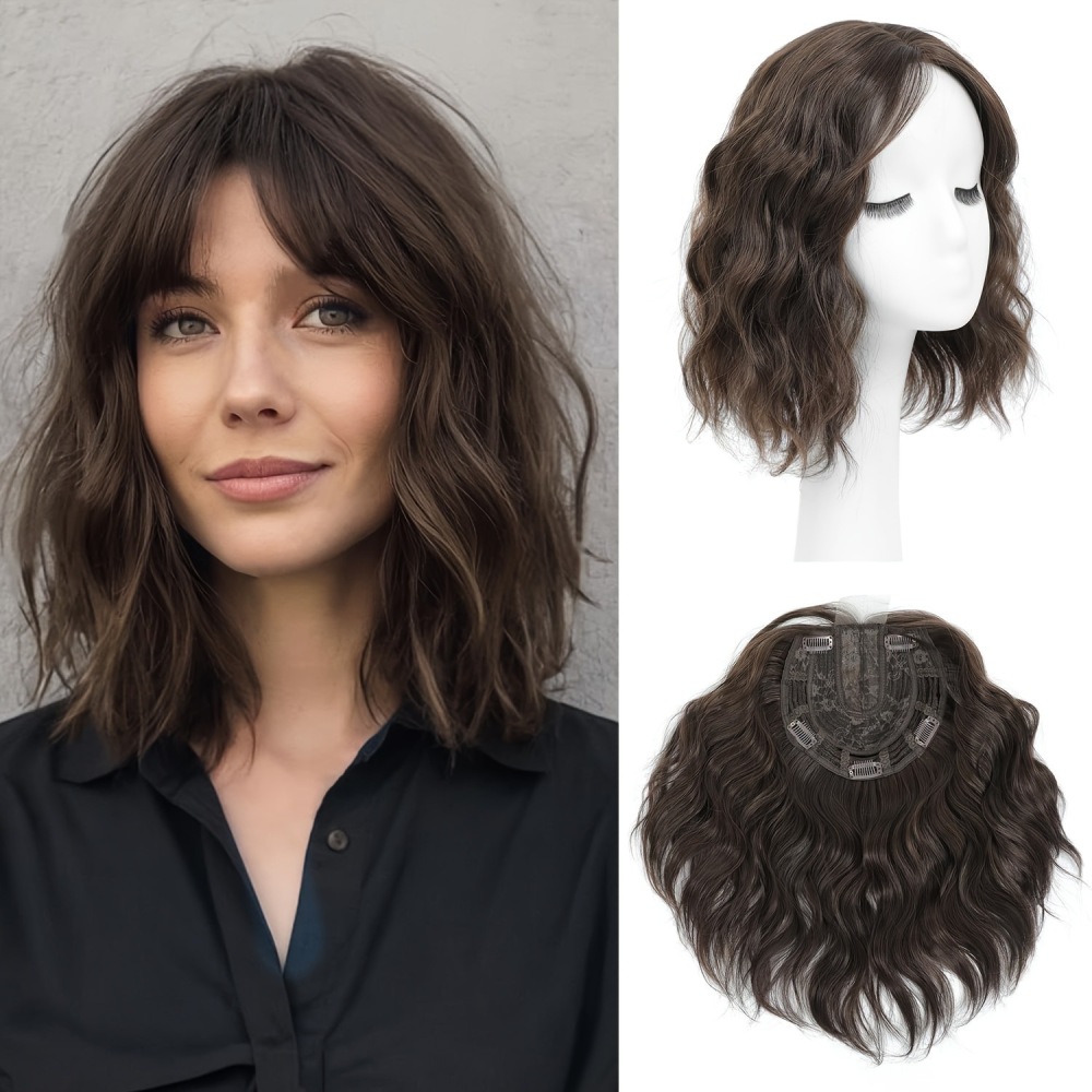 Short wave Invisible Hair Topper for Women Synthetic Volume Extension for Thinning Hair