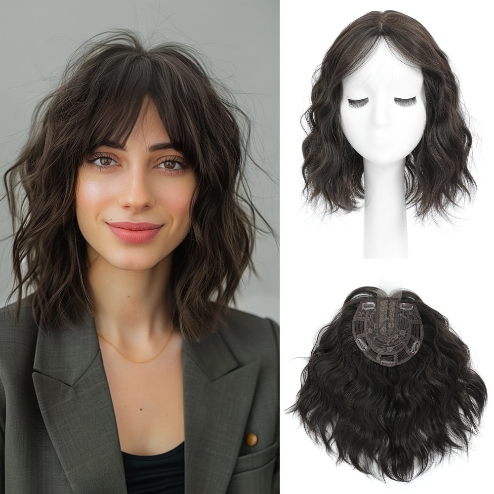 Short wave Invisible Hair Topper for Women Synthetic Volume Extension for Thinning Hair
