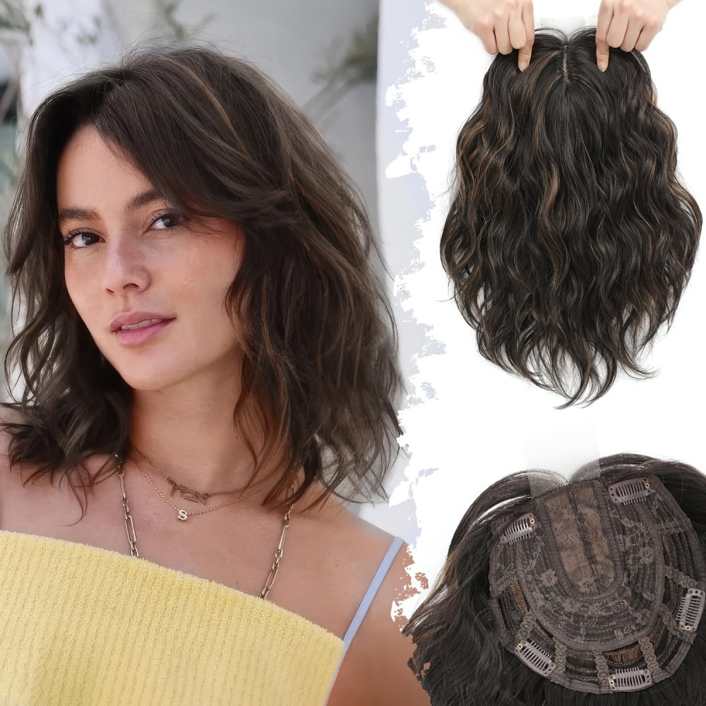 Short wave Invisible Hair Topper for Women Synthetic Volume Extension for Thinning Hair