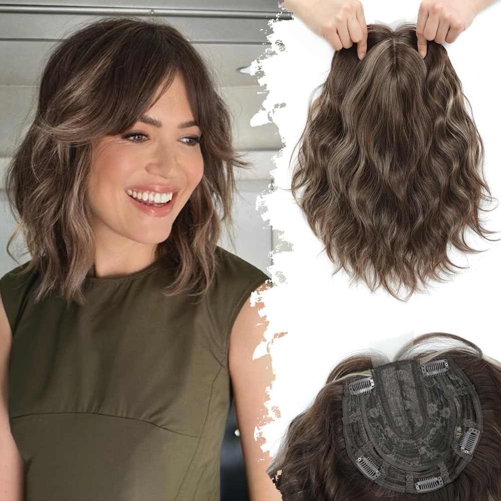 Short wave Invisible Hair Topper for Women Synthetic Volume Extension for Thinning Hair