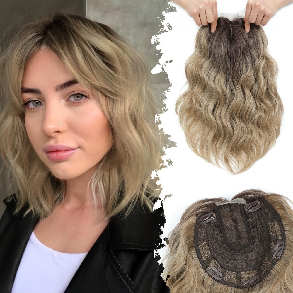 Short wave Invisible Hair Topper for Women Synthetic Volume Extension for Thinning Hair