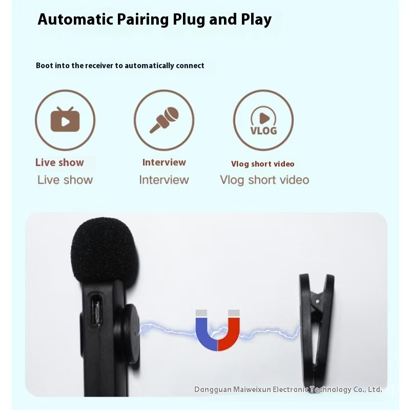 Magnetic suction wireless collar clip microphone k9 trembles outdoor live video noise reduction monitor reverberation source factory private model
