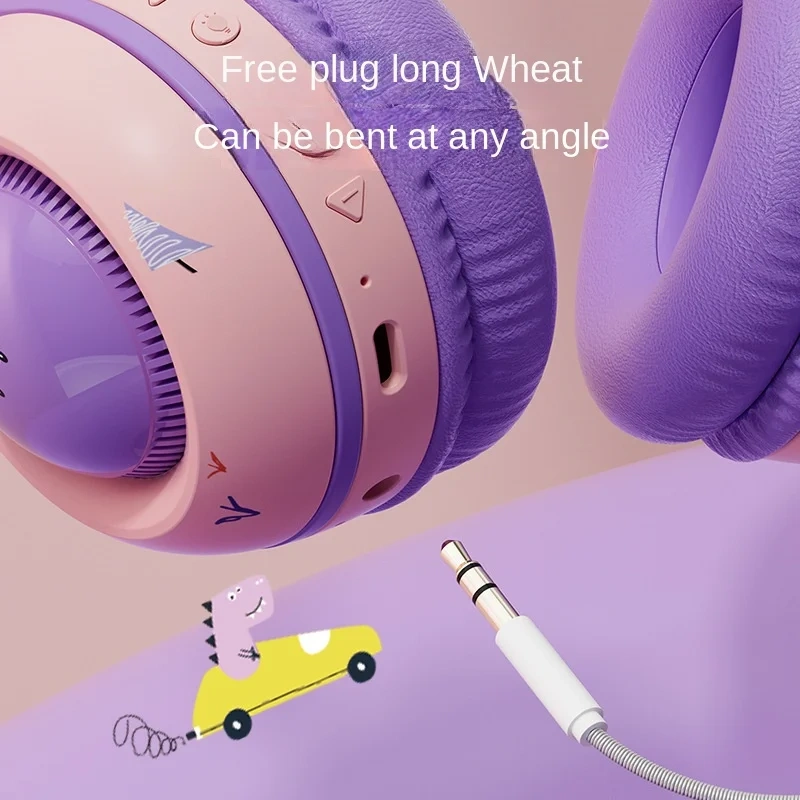 Cross-border Headset Bluetooth Headset Wireless Cute Luminous Dinosaur Children's Headset Music Girl Headset with Microphone
