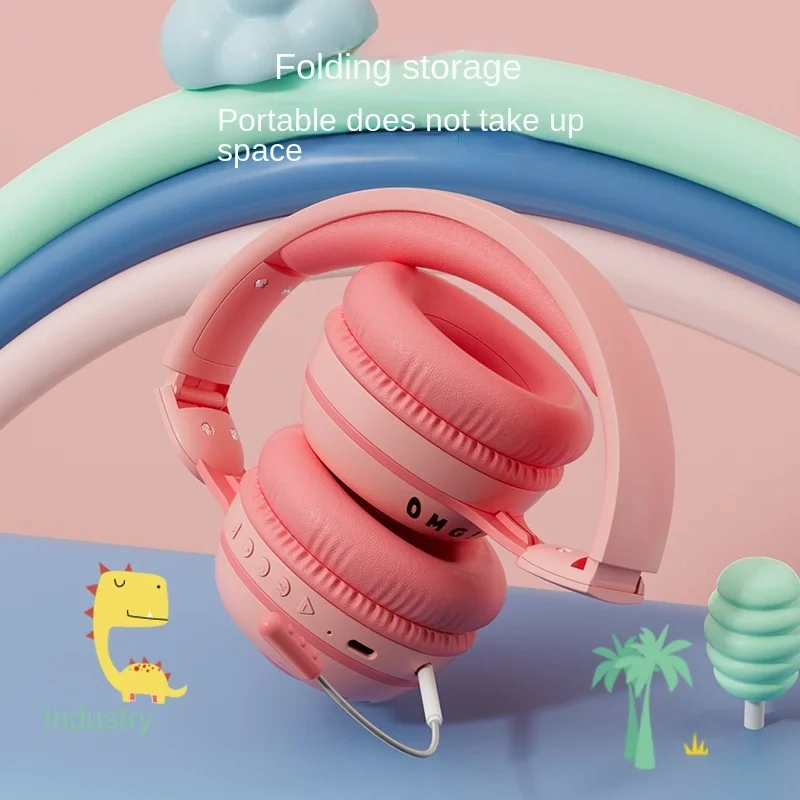 Cross-border Headset Bluetooth Headset Wireless Cute Luminous Dinosaur Children's Headset Music Girl Headset with Microphone