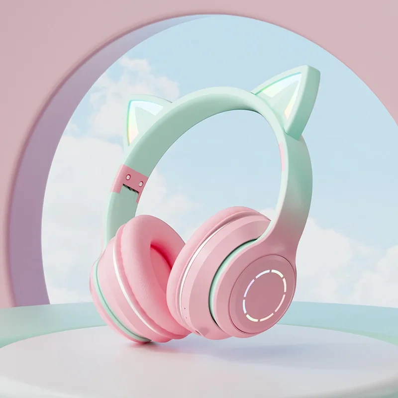 Explosive Gradual Change of Color Luminous Bluetooth Headset Cat Ear Headset BT035 E-sports Live Streaming Host Game Headset