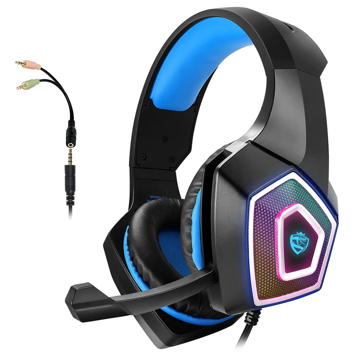 Cross-border V1 Headset Game Headset RGB Colorful Wired Headset Subwoofer Headset PS4 E-sports Eat Chicken