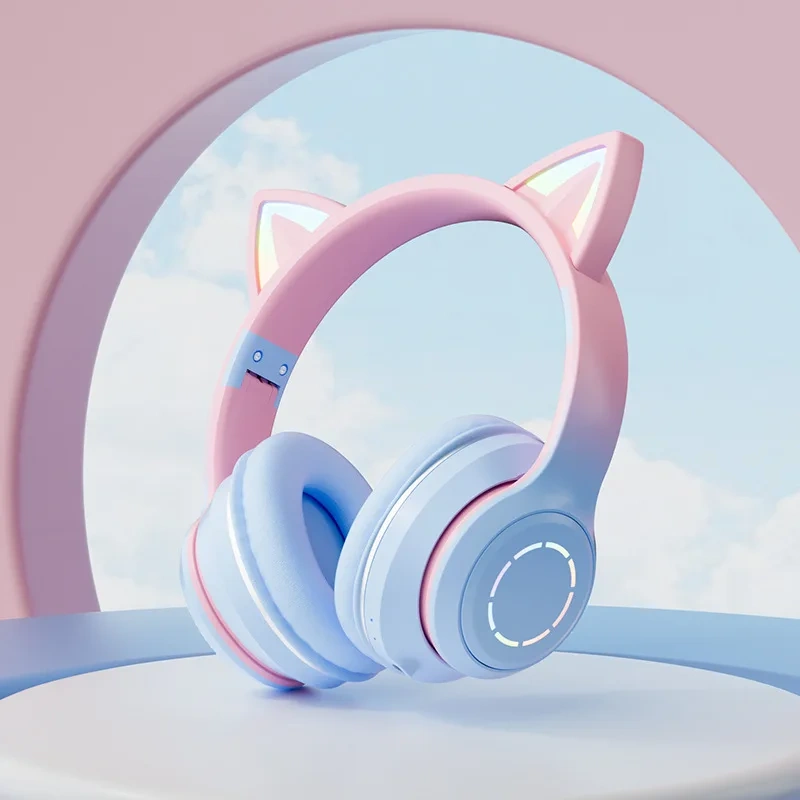 Explosive Gradual Change of Color Luminous Bluetooth Headset Cat Ear Headset BT035 E-sports Live Streaming Host Game Headset