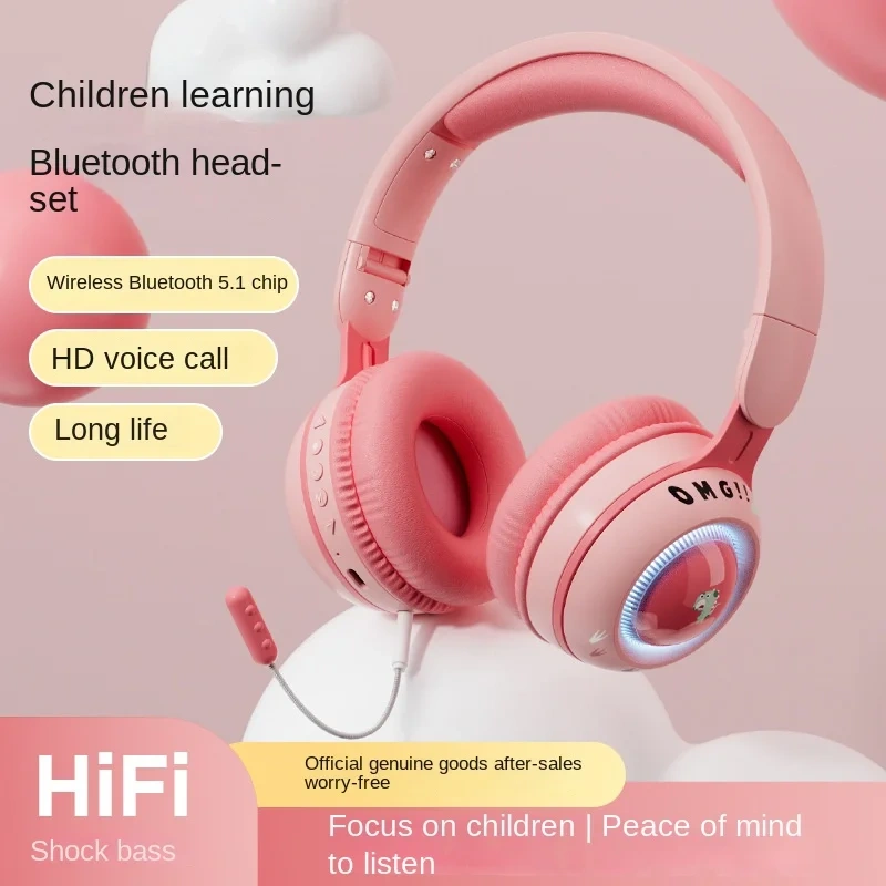 Cross-border Headset Bluetooth Headset Wireless Cute Luminous Dinosaur Children's Headset Music Girl Headset with Microphone