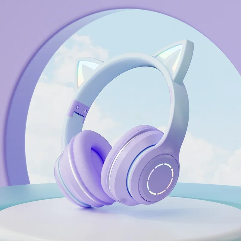Explosive Gradual Change of Color Luminous Bluetooth Headset Cat Ear Headset BT035 E-sports Live Streaming Host Game Headset