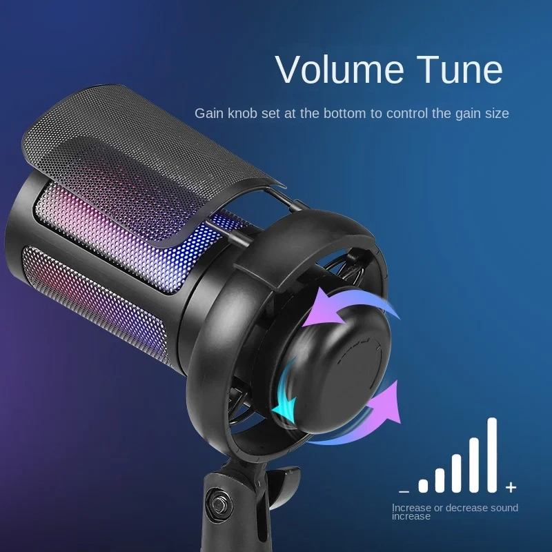 USB colorful computer microphone game competitive mobile phone live singing recording noise reduction condenser microphone set