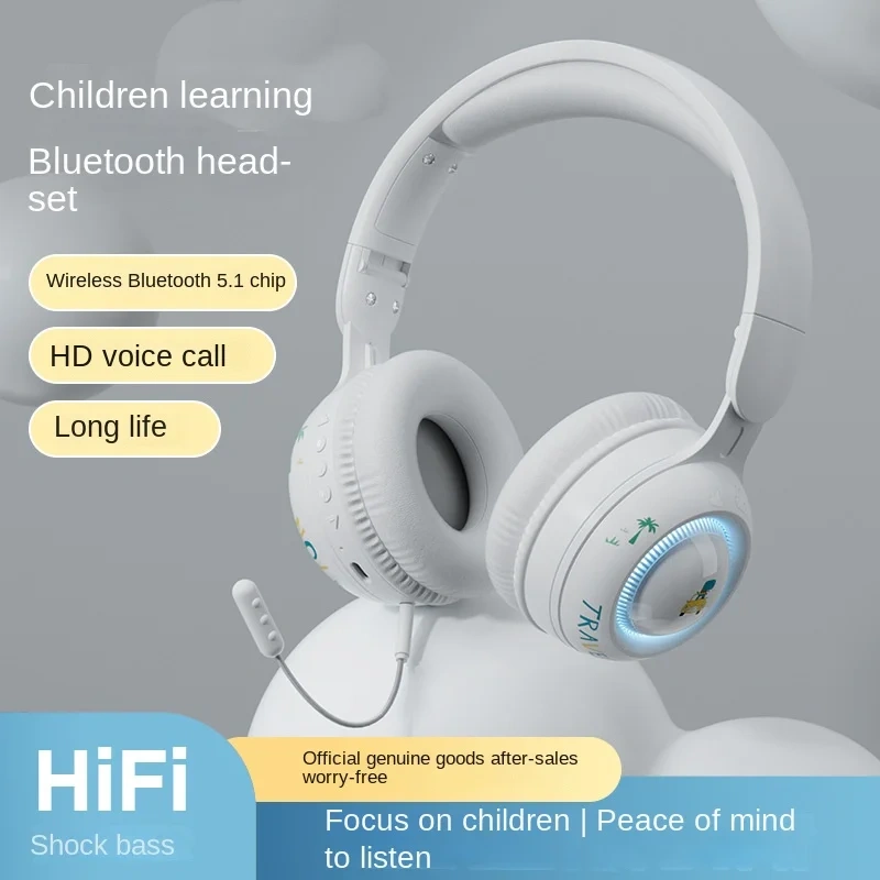 Cross-border Headset Bluetooth Headset Wireless Cute Luminous Dinosaur Children's Headset Music Girl Headset with Microphone