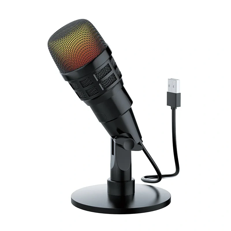 computer live broadcast noise reduction recording e-sports RGB capacitor USB microphone cross-border pure English