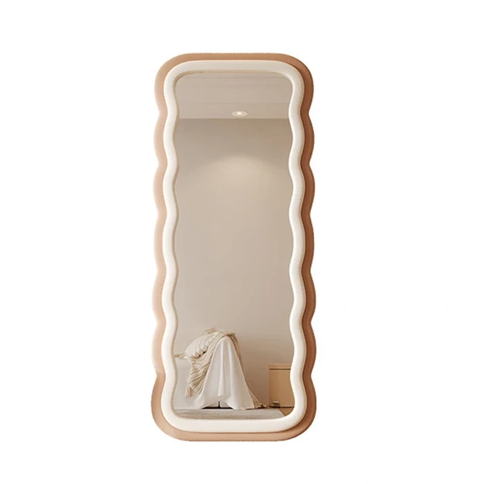 Household High-end Floor Mirror Internet Celebrity Cream Style Fitting Mirror Girls Bedroom Simple Light Luxury Dressing Mirror