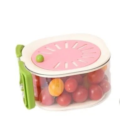 Multifunctional Drain Folding Handle Fruit Fresh-keeping Storage Box with Lid Vegetable Drain Double-layer Fresh-keeping Box