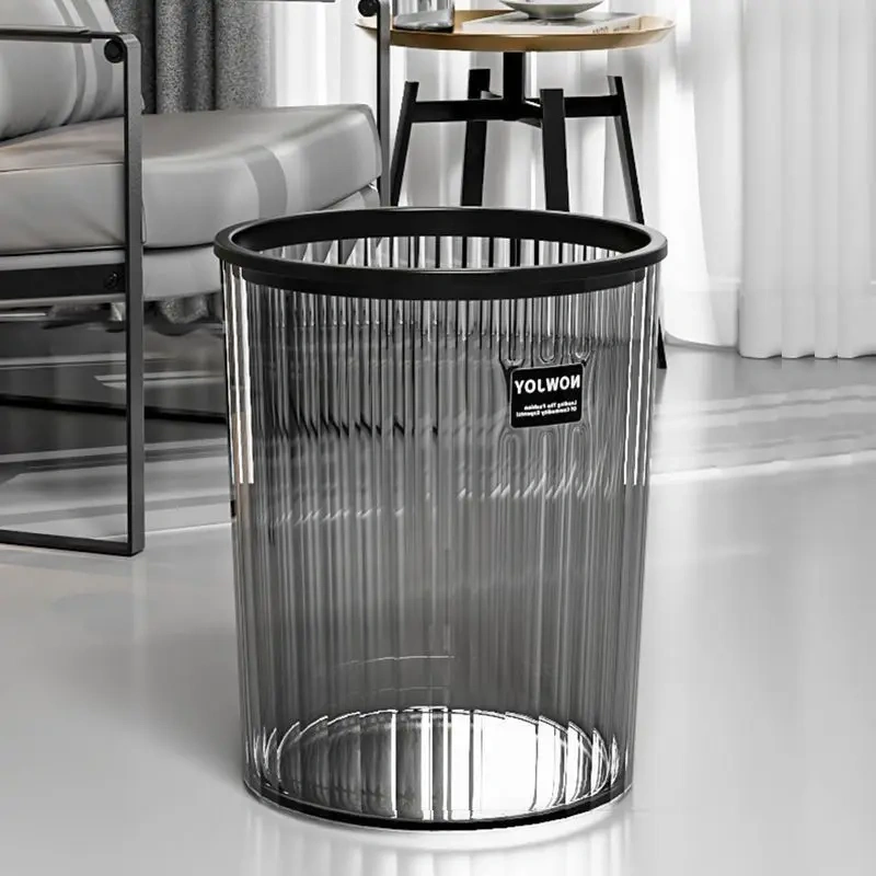 Household Transparent Light Luxury Living Room Large Bedroom Kitchen Bathroom Office Paper Basket Transparent Flower Bucket