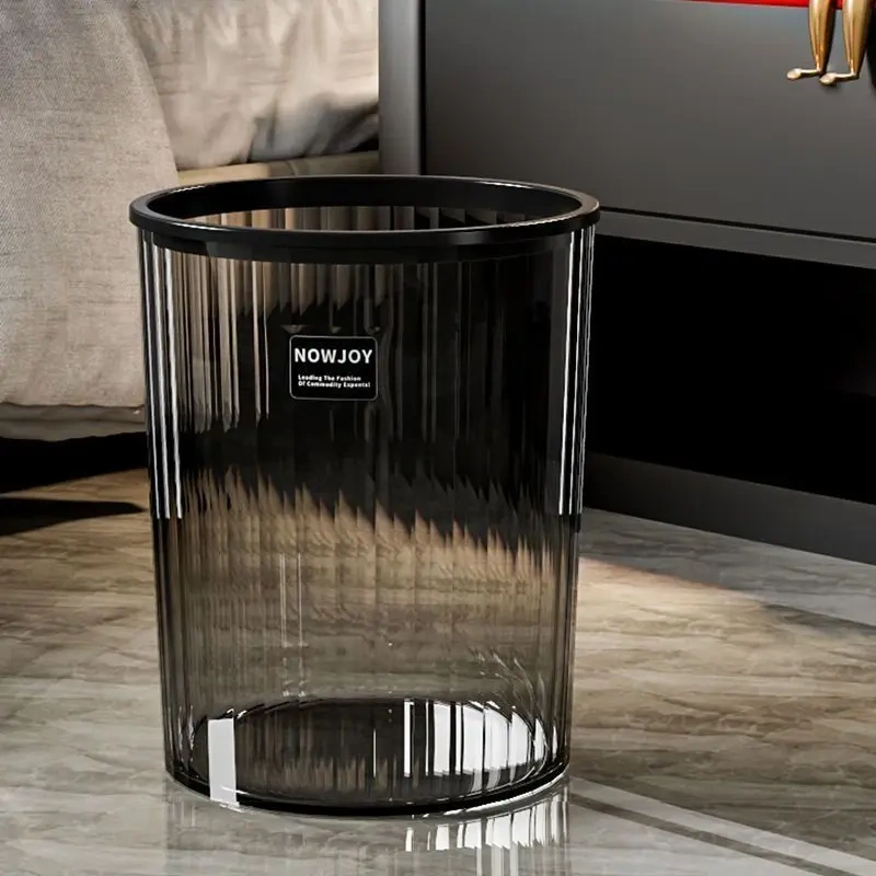 Household Transparent Light Luxury Living Room Large Bedroom Kitchen Bathroom Office Paper Basket Transparent Flower Bucket