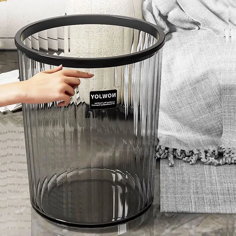 Household Transparent Light Luxury Living Room Large Bedroom Kitchen Bathroom Office Paper Basket Transparent Flower Bucket