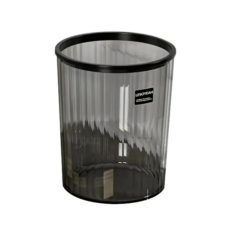 Household Transparent Light Luxury Living Room Large Bedroom Kitchen Bathroom Office Paper Basket Transparent Flower Bucket