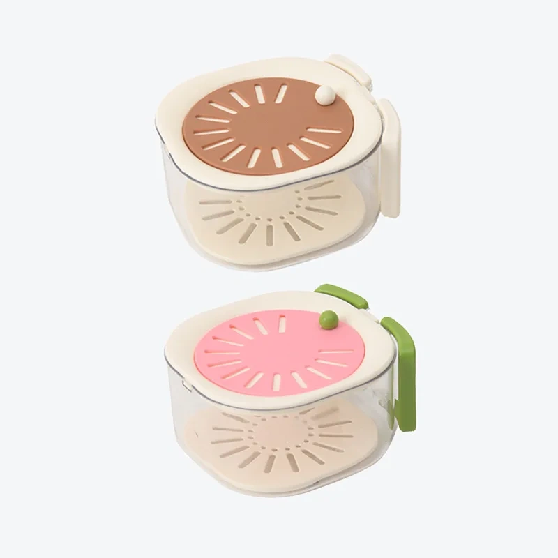 Multifunctional Drain Folding Handle Fruit Fresh-keeping Storage Box with Lid Vegetable Drain Double-layer Fresh-keeping Box