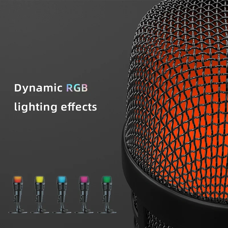 computer live broadcast noise reduction recording e-sports RGB capacitor USB microphone cross-border pure English