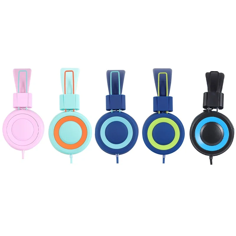 Popular Children's Earphones Head-mounted Wired Color Notebook Phablet Mobile Phone Learning Online Class Gift Earphones