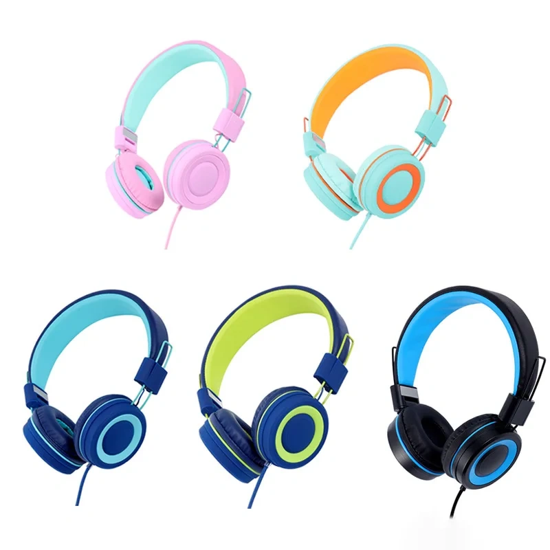 Popular Children's Earphones Head-mounted Wired Color Notebook Phablet Mobile Phone Learning Online Class Gift Earphones