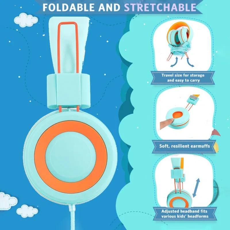 Popular Children's Earphones Head-mounted Wired Color Notebook Phablet Mobile Phone Learning Online Class Gift Earphones