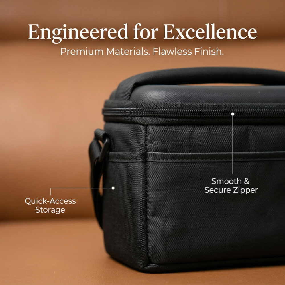 Durable Lightweight Camera Case for DSLR Body + 2 Lenses, Protective Interior & Flexible Storage, Portable Camera Shoulder Bag for Travel & Outdoor Adventure