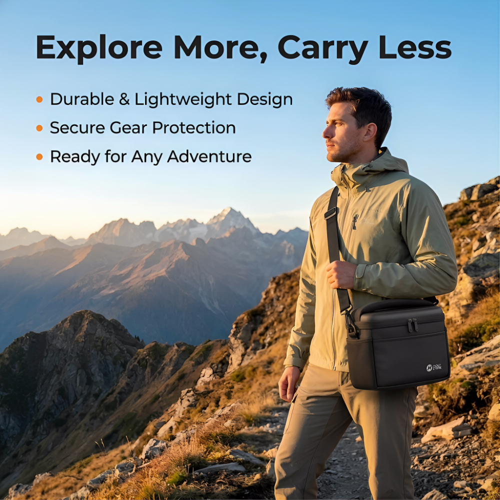 Durable Lightweight Camera Case for DSLR Body + 2 Lenses, Protective Interior & Flexible Storage, Portable Camera Shoulder Bag for Travel & Outdoor Adventure