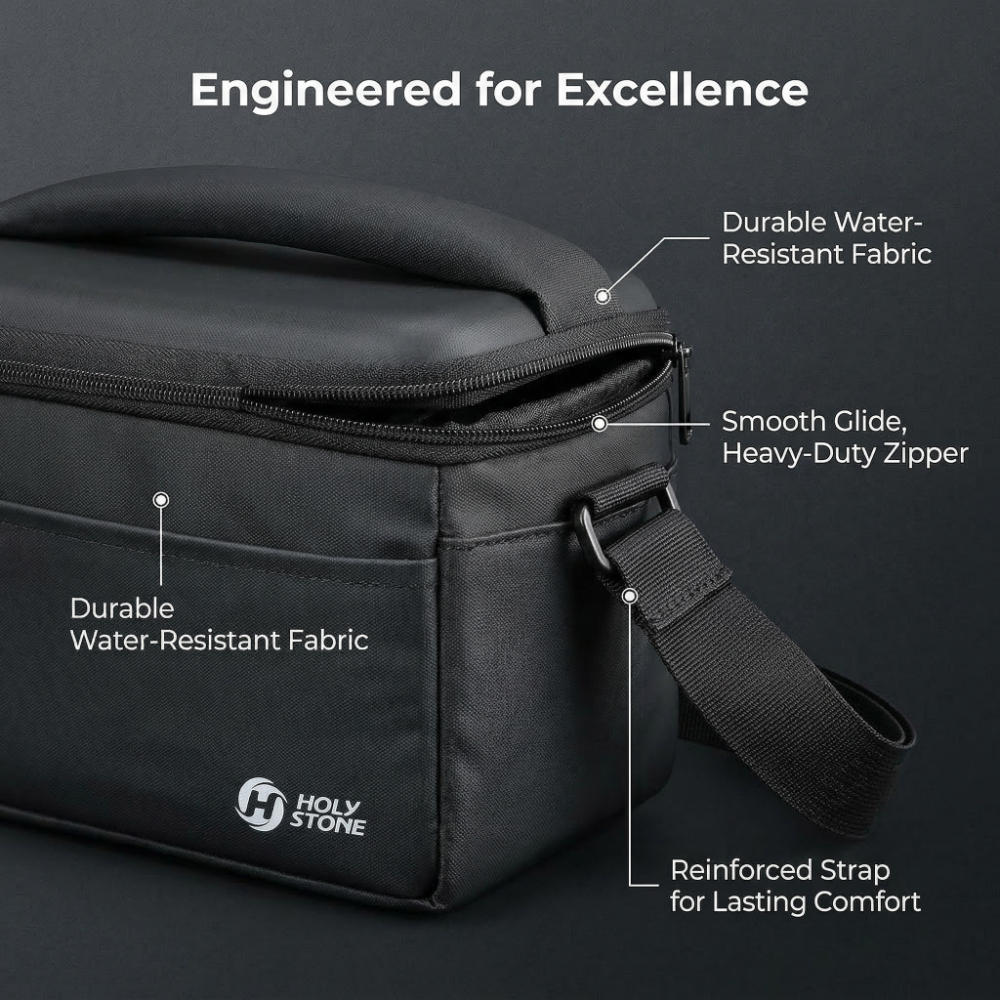 Durable Lightweight Camera Case for DSLR Body + 2 Lenses, Protective Interior & Flexible Storage, Portable Camera Shoulder Bag for Travel & Outdoor Adventure