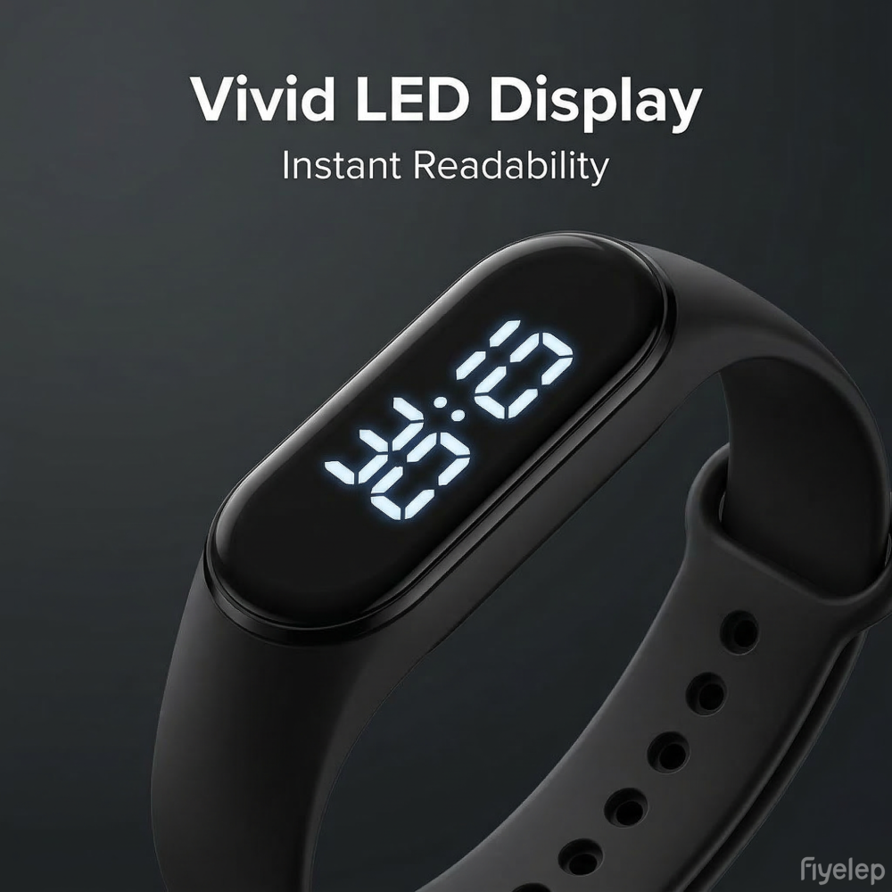 LED Digital Watch for Students – Waterproof Sports Bracelet with Comfortable Silicone Band, Crystal Clear LED Display, Durable Electronic Wristwatch for Daily Wear