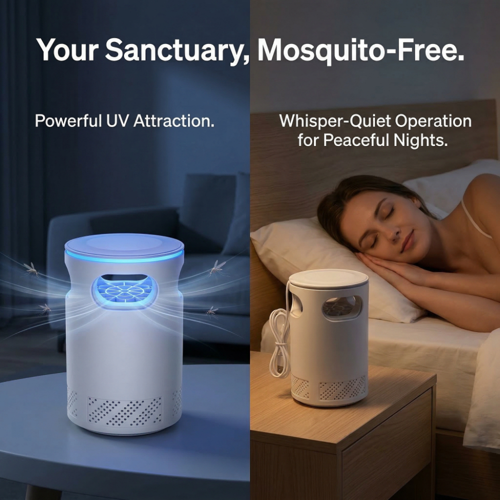 Safe & Effective Mosquito Trap with Advanced UV Light & Quiet Fan Technology - 360° Inlet Design Easy-to-Clean Mosquito Killer