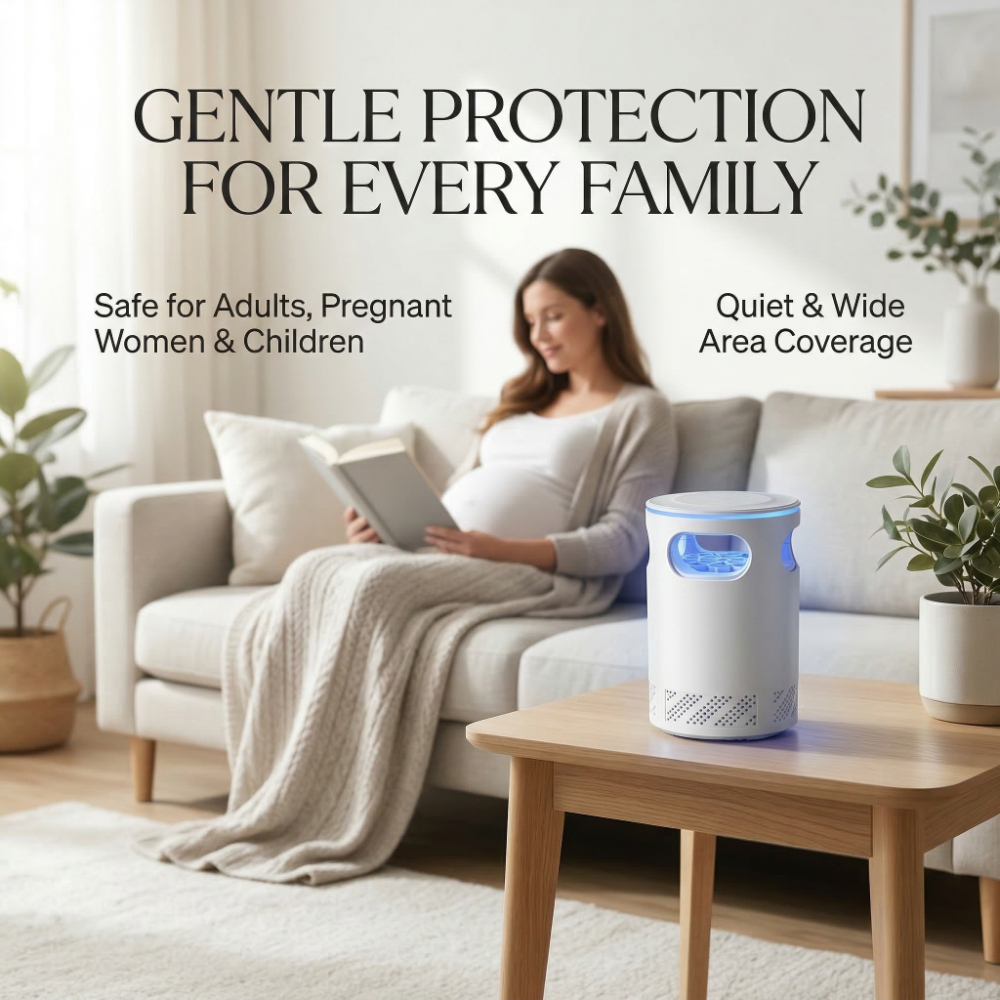Safe & Effective Mosquito Trap with Advanced UV Light & Quiet Fan Technology - 360° Inlet Design Easy-to-Clean Mosquito Killer