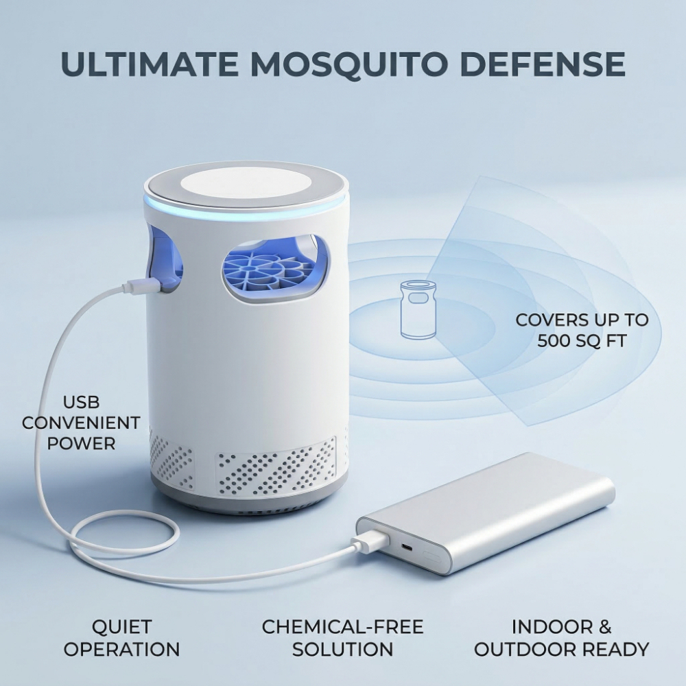Safe & Effective Mosquito Trap with Advanced UV Light & Quiet Fan Technology - 360° Inlet Design Easy-to-Clean Mosquito Killer