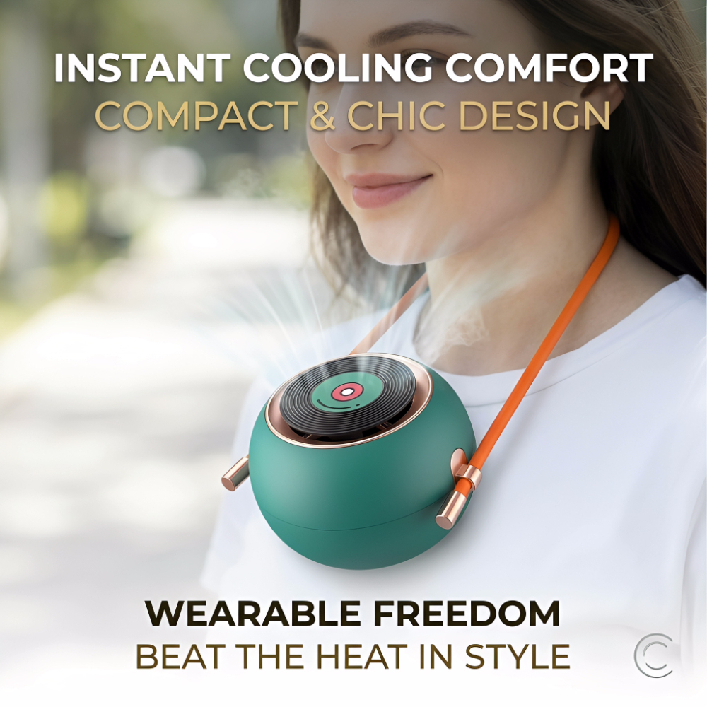 Portable Neck Fan with Hidden Air Duct & Powerful Airflow - Retro Design Instant Cool Relief Fan for Travel & Sports