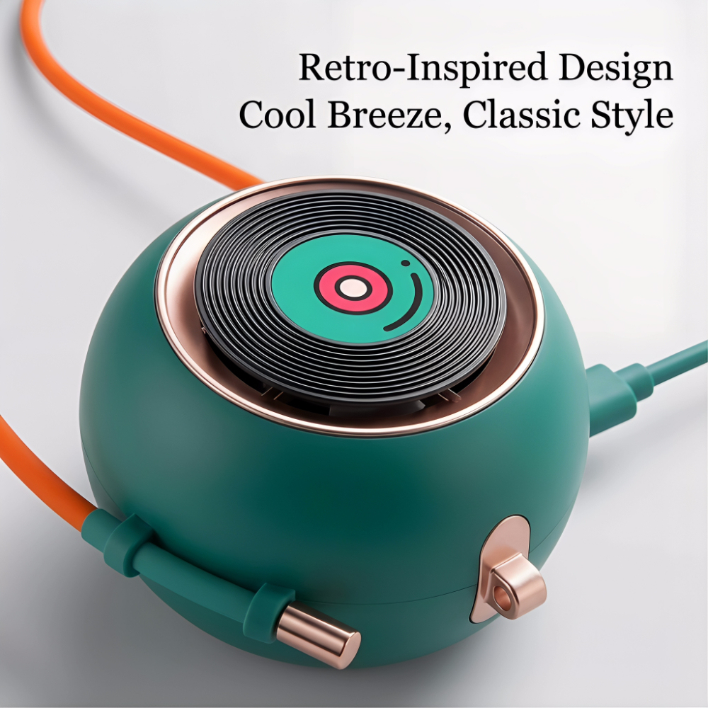 Portable Neck Fan with Hidden Air Duct & Powerful Airflow - Retro Design Instant Cool Relief Fan for Travel & Sports