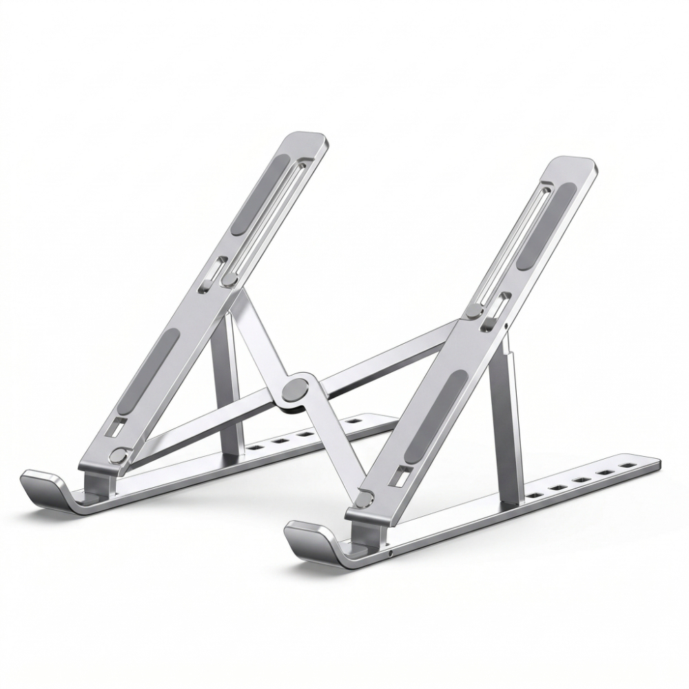 Laptop Stand with 10-Level Adjustable Height - Aluminum Alloy Foldable Laptop Riser with Double Triangle Stable Structure & Deepened Grooves