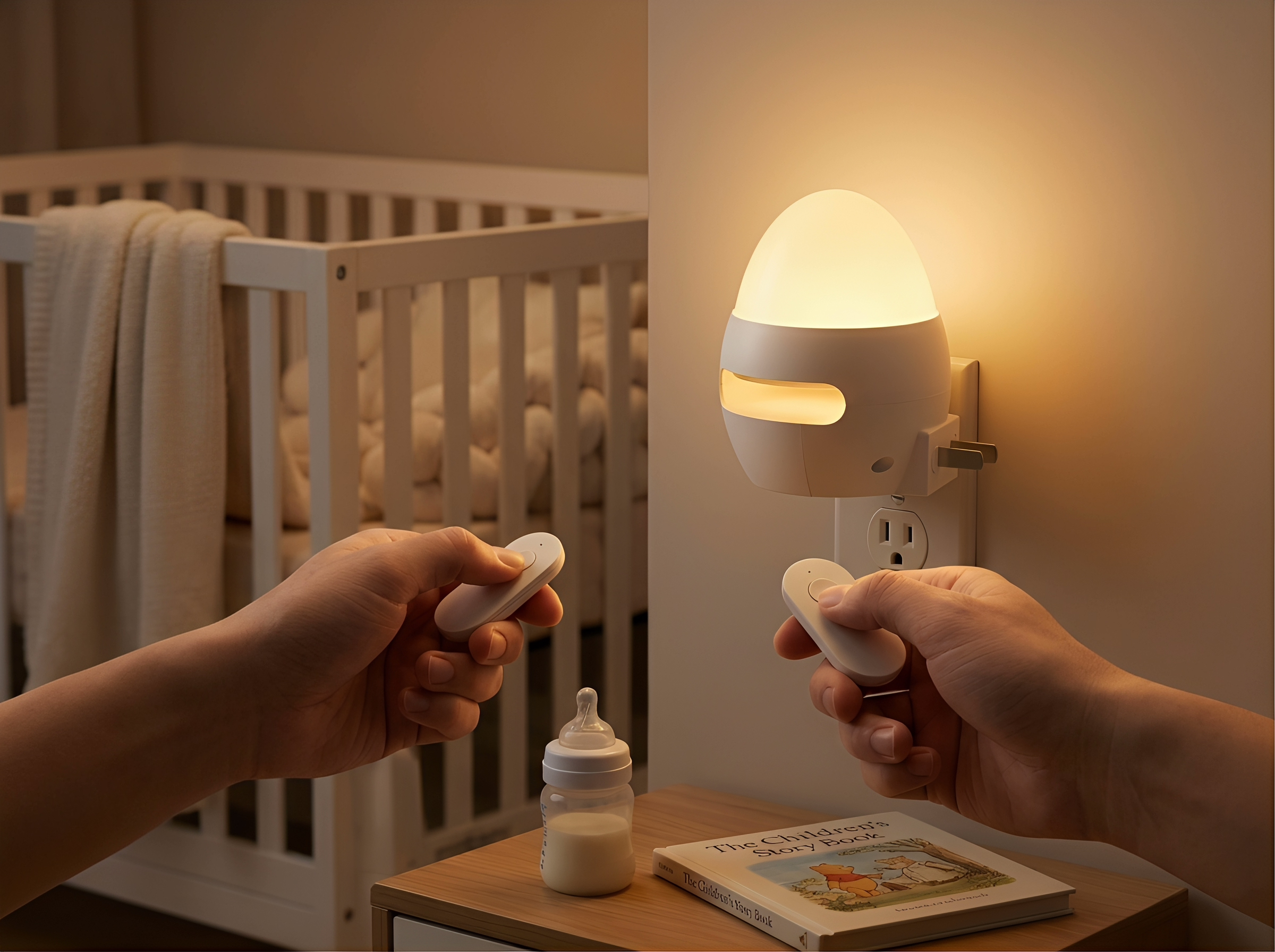 Smart Remote Control Night Light, Dual Brightness Modes Egg-Shaped Nursery Light for Home Use
