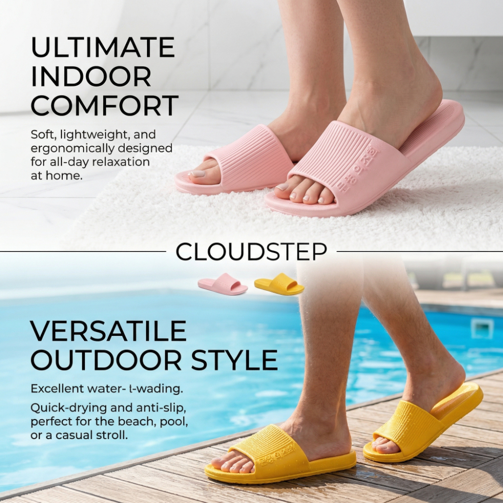 EVA Non-Slip Slide Slippers - Super Traction Soft Comfortable Shower Slippers for Indoor & Outdoor Use
