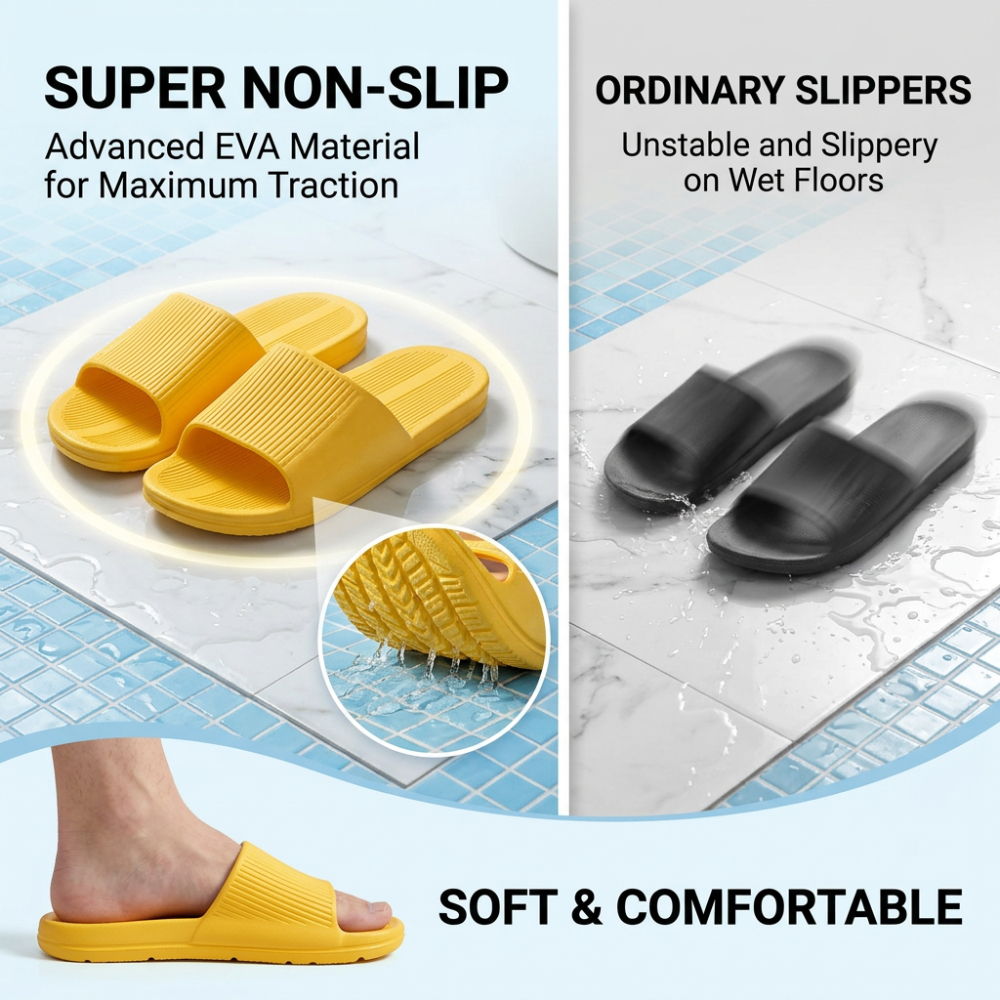 EVA Non-Slip Slide Slippers - Super Traction Soft Comfortable Shower Slippers for Indoor & Outdoor Use