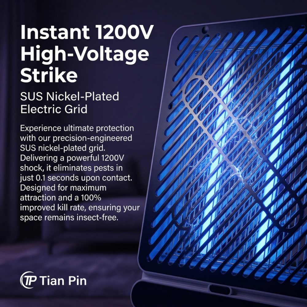 Electric Bug Zapper - 1200V High-Voltage Strike SUS Nickel-Plated Grid, Chemical-Free Physical Mosquito Attraction for Home
