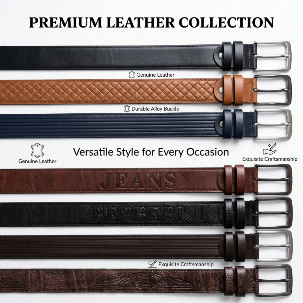 Men's Flexible Genuine Leather Belt - Premium Soft Leather with Durable Metal Buckle, Versatile Style for All Ages