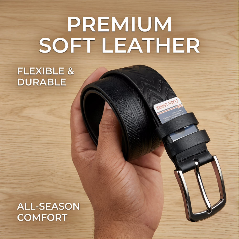 Men's Flexible Genuine Leather Belt - Premium Soft Leather with Durable Metal Buckle, Versatile Style for All Ages